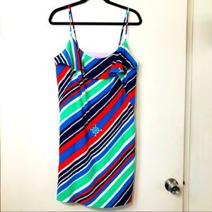 Lilly Pulitzer Nautical Spaghetti Strap 100% Silk Dress- Size Large
